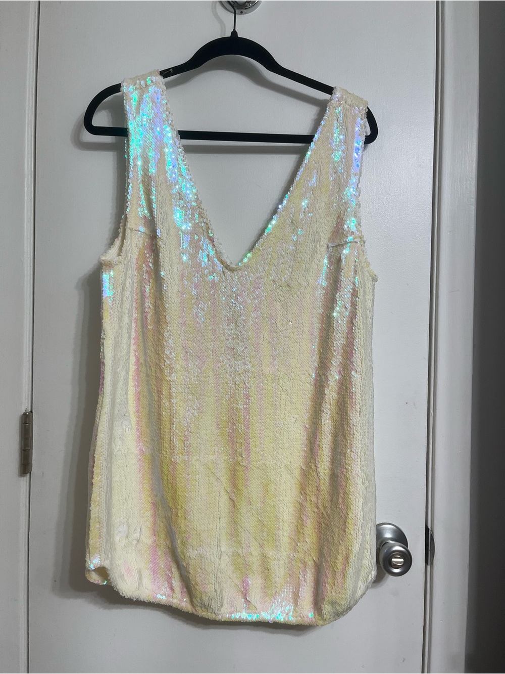 Intimately by Free People Iridescent/White 2-Way Sequin V-Neck Tunic/Mini Dress